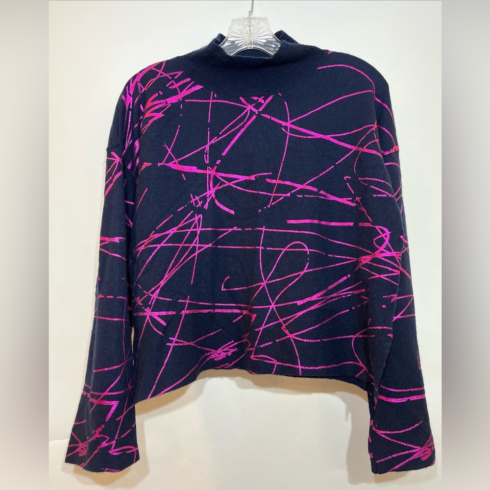 Brodie Women's Small Sweater 100% Cashmere Foil Laser Paint Splatter